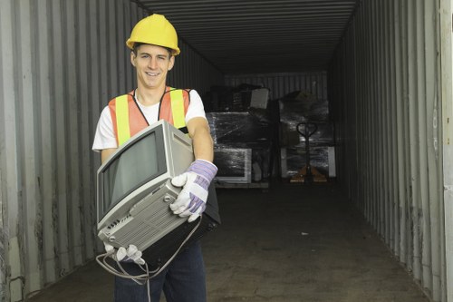 Recycling bins and segregated waste streams in a commercial loading area